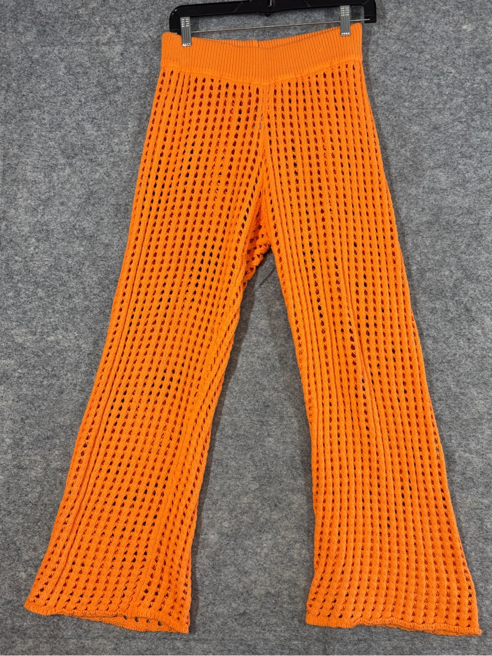 FP Beach Crochet Knit Cover Up Pants Orange Small Boho Beach Resort Festival